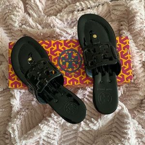 Tory Burch black patent sandals
